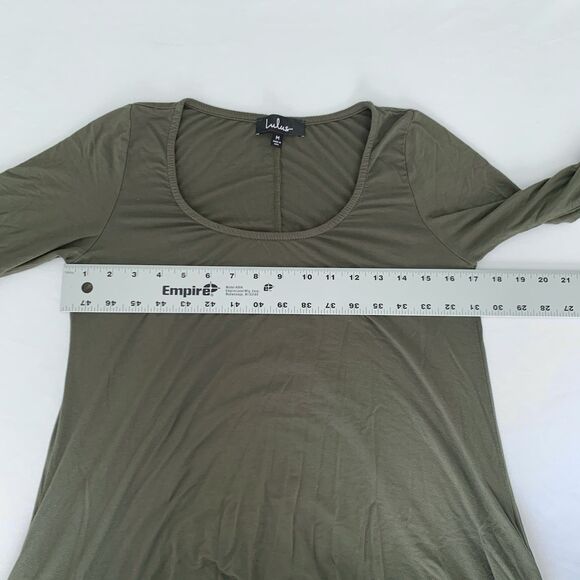 Lulus Twirl Power Dress Women M Olive Green 3/4 Sleeve TShirt Mini Stretch Fall - Picture 5 of 9